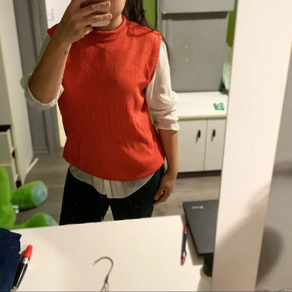 Vintage Franco Valeri Orange sleeves vest size M - Picture 2 of 6